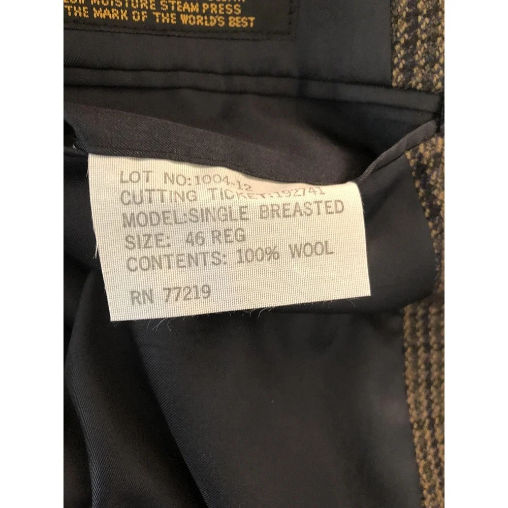 Joseph & Feiss International Sport Coat Mens 46 Regular Brown Gray Wool Plaid